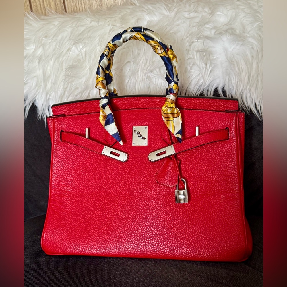 Birkin Style Red LeatherTote